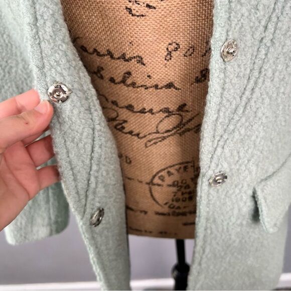 Sz S Glamorous Boucle Teddy Sage Green Peacoat $125 MSRP - Picture 10 of 12